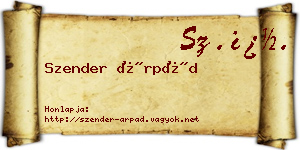 Szender Árpád névjegykártya